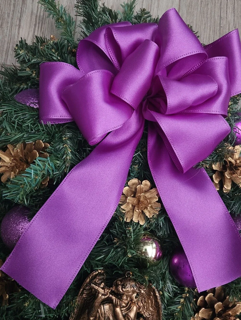 Handmade Purple & Gold Angel Christmas Swag